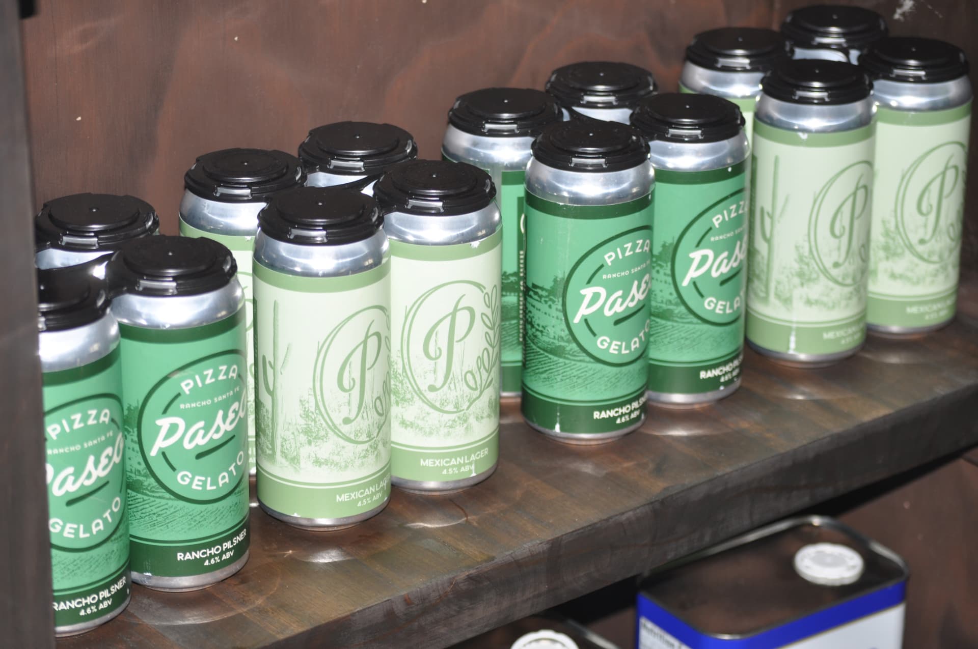 Paseo Pizza and Gelato canned drinks
